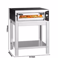 Electric Deck Pizza Oven - Single Deck - Refractory Stone Deck - 4 x Ø 30cm (12") - 230V Single Phase | 16A Plug - Mechanical Controls - up to 450°C - incl. Base frame