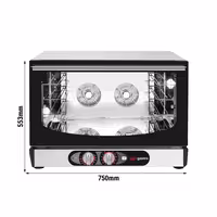 Electric Commercial Bakery Convection Oven with Steam Injection - Manual Controls - 1 Baking Chambers - 4x GN 1/1 or 600x400mm (EN 60x40)