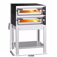 Electric Deck Pizza Oven - Twin Deck - Refractory Stone Deck - 4+4 x Ø 30cm (12") - incl. Base frame