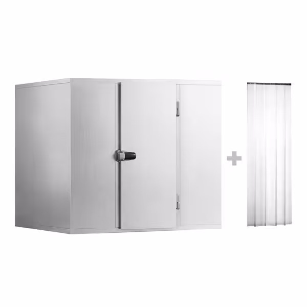 Cameră frigorifică de congelare din oțel inoxidabil - 2100x1200 mm - 3,16 m³ - cu perdea cu benzi PVC - izolație 120 mm