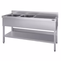 Sudoper ECO - 1400x600 mm - s donjom policom - s 2 koritima - korita lijevo - inox