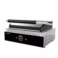 Grelhador de contacto / Grelhador Panini Profissional - 2,2kW - placas: superior e inferior estriadas - Área de grelha: 345x235mm