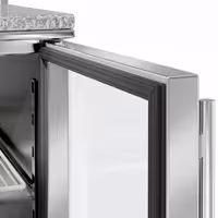 Stół chłodniczy sałatkowy PREMIUM – 1368 mm – z 3 drzwiami szklanymi – z nadstawką szklaną na 8x GN 1/6
