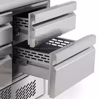 Rashladni pult PREMIUM PLUS - 1460x700 mm - 355 l - Ventilirano hlađenje - s 2 vrata - s 2 ladica - Podignuti rub