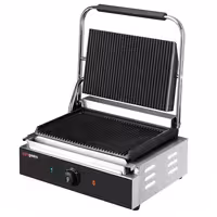 Grelhador de contacto / Grelhador Panini Profissional - 2,2kW - placas: superior e inferior estriadas - Área de grelha: 345x235mm