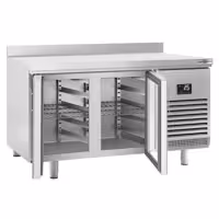 Stół chłodniczy barowy do napojów Premium PLUS – 1468 x 600 mm – z 2 drzwiami szklanymi i rantem