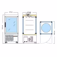 4-Sided Glass Display Fridge - 230L - 670mm - with 3 rotating shelves - 1 door - for patisserie