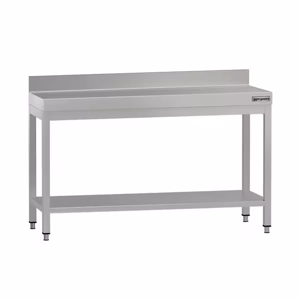 طاولة عمل ستانلس ستيل ECO - 1400x600mm - مع رف سفلي & حاجز خلفي