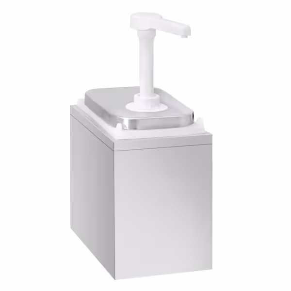Dispenzer za umake - nehrđajući čelik AISI 304, spremnik polipropilen - 2 l - 135x215x325 mm - einstellbarer Dosierung - s spremnikom - uklj. postolje od nehrđajućeg čelika