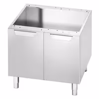 Nyitott alsó szekrény - 600x550x600 mm | 600-as - rozsdamentes acél | alaplappal | három oldalról zárt | állítható lábakkal