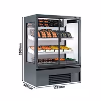 Commercial multideck display fridge - 1330mm - 370L - with 2 hinged glass doors & 2 shelves - Anthracite