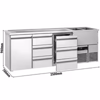 Direct Draw Beer Dispenser / Kegerator PREMIUM - 2500x700mm - 1 Solid Door & 6 Drawers