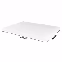 Neslīdošs griešanas dēlis - EN 600x400 mm - Biezums: 20 mm - HACCP atbilstošs - Polietilēns - Balts - Ar fiksatoriem