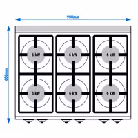Cocina a gas - 36kW - 6 quemadores de alto rendimiento