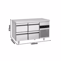 Rashladni pult PREMIUM - 1400x700 mm - 281 l - s 4 ladica - Ventilirano hlađenje