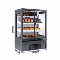 Commercial multideck display fridge - 1018mm - 278L - with 2 hinged glass doors & 2 shelves - Anthracite
