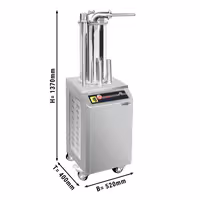 Hidraulična punilica za kobasice - 15 l - 750 W - inox - uključuje nožnu pedalu i 3 nastavaka za punjenje