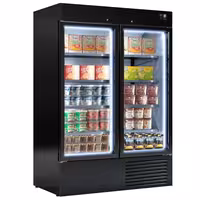 Commercial multideck display freezer - 1310L - with 2 glass sliding doors - Black