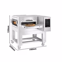 Gas Conveyor Pizza Oven - 1980x2450mm (78"x96") - 230V Single Phase - Touchscreen Controls - Belt width: 1000mm (39") - up to 350°C - incl. Base frame & Wheels