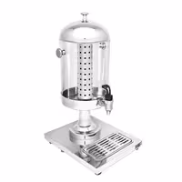 Commercial Juice Dispenser - 1x polycarbonate tank with tap & ice insert - 7.5 Litres - Stainless steel - incl. drip tray & fruit infuser cylinder