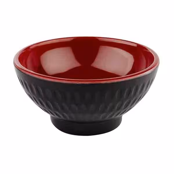 (6 adet) Ramekin (Sos Kasesi) - ASIA PLUS - Melamin - 60ml - yuvarlak - Ø75mm - Siyah/Kırmızı