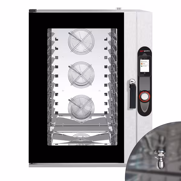 Commercial Electric Combi Oven- Digital Controls - Time, core & cavity temperature with humidity indicator - 12x GN 1/1 - incl. Automatic washing system