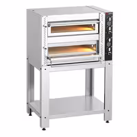 Electric Deck Pizza Oven - Twin Deck - Refractory Stone Deck - 4+4 x Ø 34cm (13.4") - Mechanical Controls - incl. Base frame