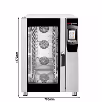 Commercial Electric Combi Oven - Touchscreen Controls - 10x GN 1/1 - 7" colour touchscreen - incl. Automatic washing system, Core temperature probe, Wi‑Fi & Cloud