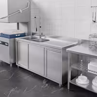 Ormarić sa sudoperom - 2000x600 mm - Sa kantom za otpatke & 2 sudopera na lijevoj strani