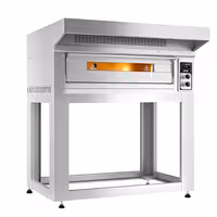 Electric Deck Pizza Oven - Single Deck - 9 -x Ø 33cm (13") - Mechanical Controls - up to 400°C - incl. Hood & Base frame
