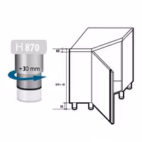 Ruostumaton kulmatyökaappi PREMIUM - 1000x1000 mm - saranaovet