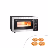 Electric Deck Pizza Oven - Single Deck - 4 - Ø 20cm (8") - 230V Single Phase - Mechanical Controls - Black - up to 350°C