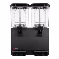 Commercial Juice Dispenser - 2x polycarbonate tanks with tap & paddle agitation - 2x 18 Litres - 600W - Black