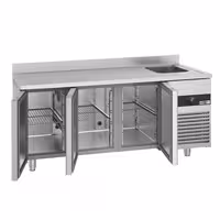 Rashladni pult PREMIUM - 1900x700 mm - 420 l - Ventilirano hlađenje - s 3 vrata - s 1 korita - Leđni podignuti rub