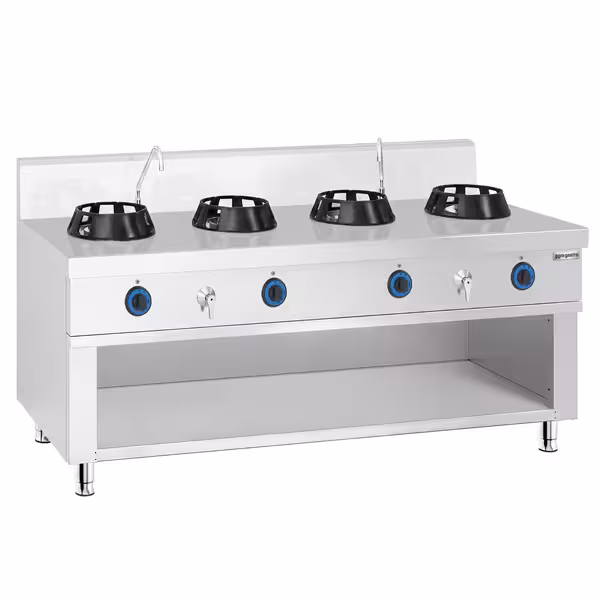 Plinski wok štednjak - 56 kW - 4 plamenika - uključuje 2 slavine
