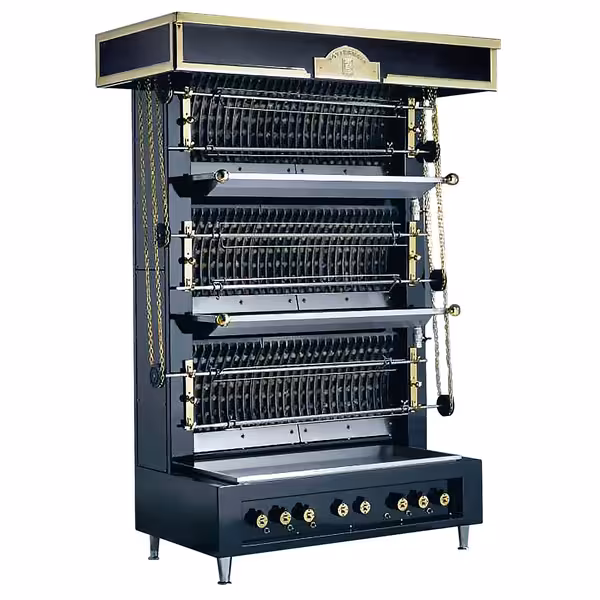 UBERT | Commercial Gas Flame Rotisserie / Chicken Grill – 20 kW – 4 spits – 2 heat zones