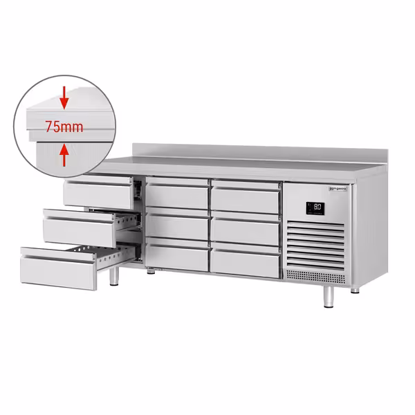 Commercial Counter Fridge PREMIUM PLUS - 1960x600mm - with 9 drawers [1/3] - with upstand - capacity 385 litres