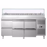 ECO pripremni stol – 1795 mm – 6 ladica – s staklenom plohom – za 9 x GN 1/3
