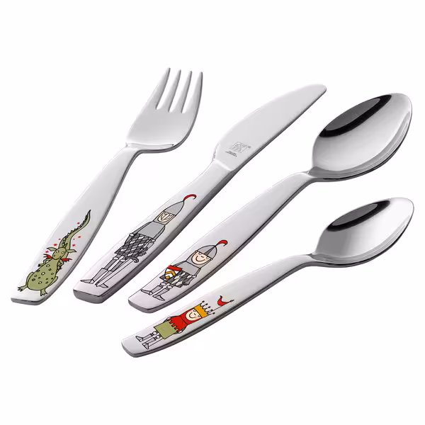 (4 pieces) ZWILLING | Ritter Eckbert Children's Cutlery Set – 18/10 Stainless Steel - Age 3+ - Rounded Edges