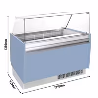 Ice Cream Display Freezer | LIAM - 1310mm - with LED lighting - for 10+10 x 5 litres Napoli pans - Light Blue - Static cooling