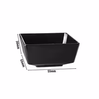 (36 adet) Ramekin (Sos Kasesi) - FLOAT - Melamin - 30ml - köşeli - 55x55mm - Siyah