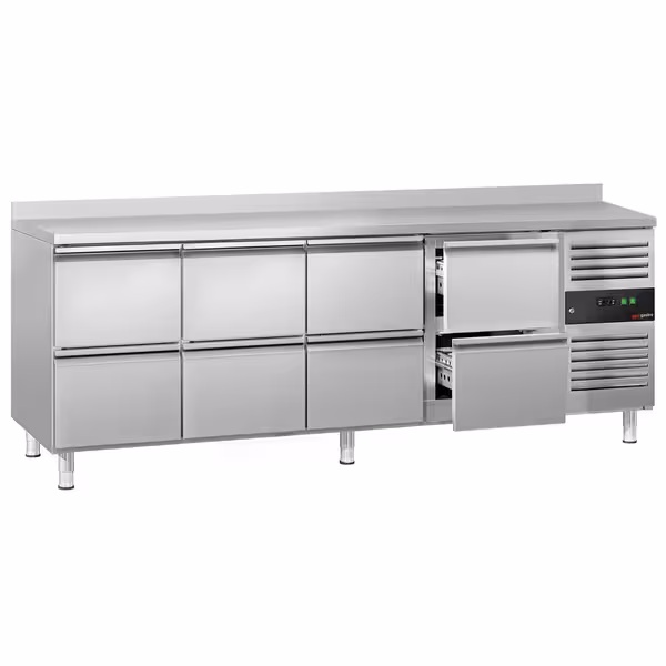 Külmtöölaud ECO - 2230x700 mm - 553 l - ventileeritud jahutus - Tagaserv