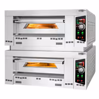 Gas Deck Pizza Oven - Twin Deck - Refractory Stone Deck - 9+9 x Ø 34cm (13.4") - 230V Single Phase - Mechanical Controls - up to 450°C