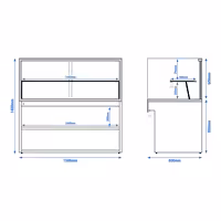 Patisserie Counter TORONTO - 1500x800mm - double glazing - granite worktop - black front - with 2 shelves