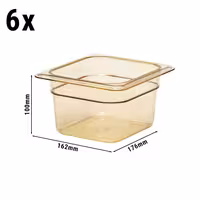 (6 szt.) CAMBRO | Pojemnik GN 1/6 H-PAN™ – wysokość: 100 mm – odporny na wysoką temperaturę – bursztynowy