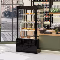 Commercial cake display fridge - 850L - 1000mm - Double glazing - square - with 3 adjustable shelves - rear sliding doors - for patisserie - Black