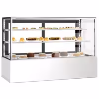 Commercial cake display fridge - Double glazing - square - with 3 adjustable shelves - rear sliding doors - for patisserie - 725L - 1800mm