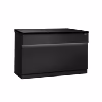 Lada kasowa TORONTO – 1500 mm – czarny panel przedni – z czarnym blatem granitowym