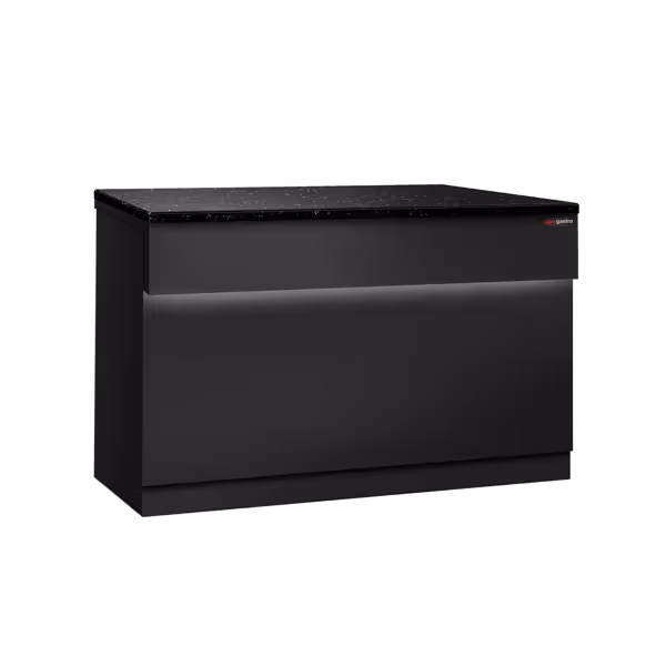 Lada kasowa TORONTO – 1500 mm – czarny panel przedni – z czarnym blatem granitowym