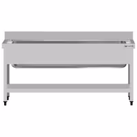 Grovdiskbänk i rostfritt stål ECO - 1600x600 mm - med underhylla - 1 ho mitten - extra djup ho - med stänkskydd